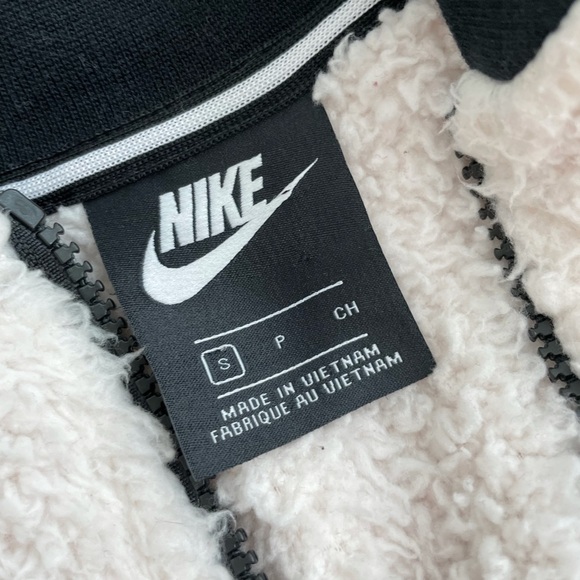 Nike Athletic Sherpa Wolf Teddy Zip Up Long Sleeves Bomber Jacket Size Small - Picture 14 of 16